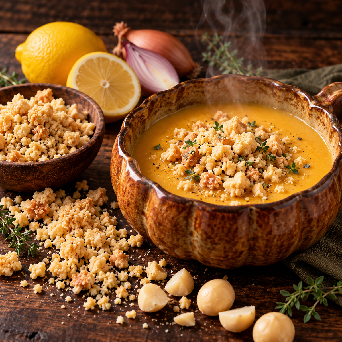Miso Macadamia Crumble