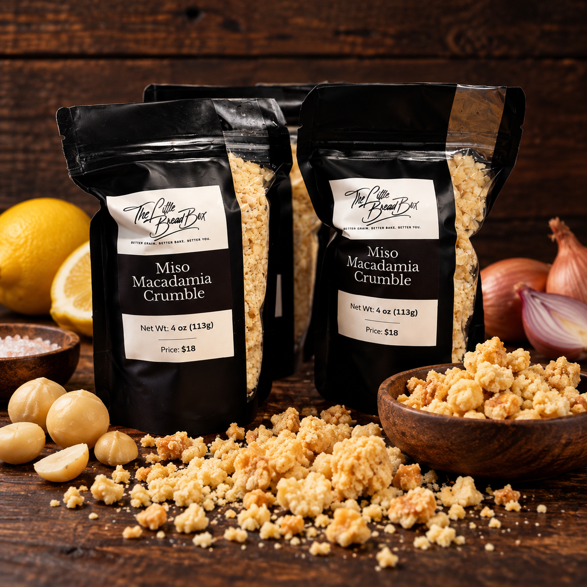 Miso Macadamia Crumble